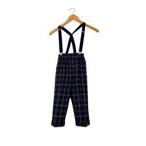Vintage Good Lad Boy’s Wool Blend Plaid Pants with‎ Suspenders Sz 4T USA Preppy
